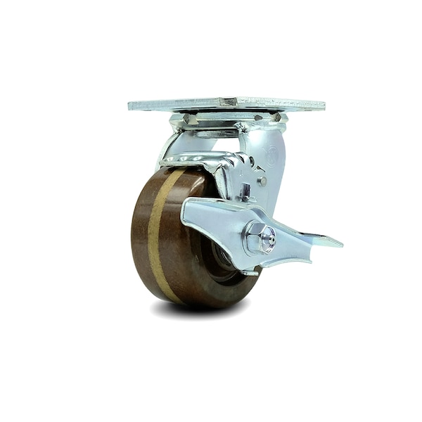4 Inch High Temp Phenolic Caster with Roller Bearing and Brake/Swivel Lock SCC